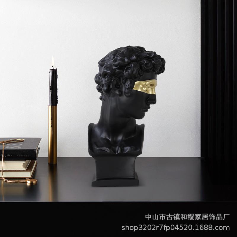 轻奢北欧艺术设计客厅橱窗软装饰品大卫头像摆件抽象人物家居