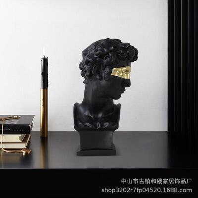 轻B162奢北头欧艺术设厅计客橱窗软装品大卫像饰摆件抽象人物家居