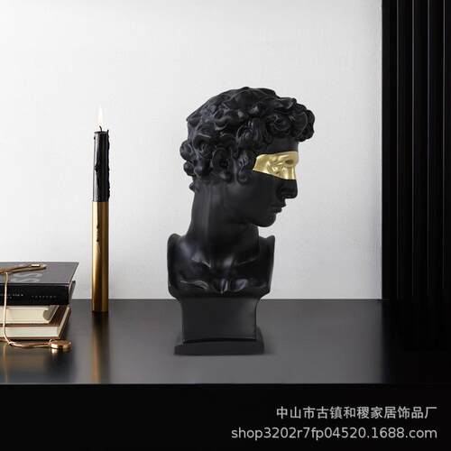 轻B162奢北头欧艺术设厅计客橱窗软装品大卫像饰摆件抽象人物家居