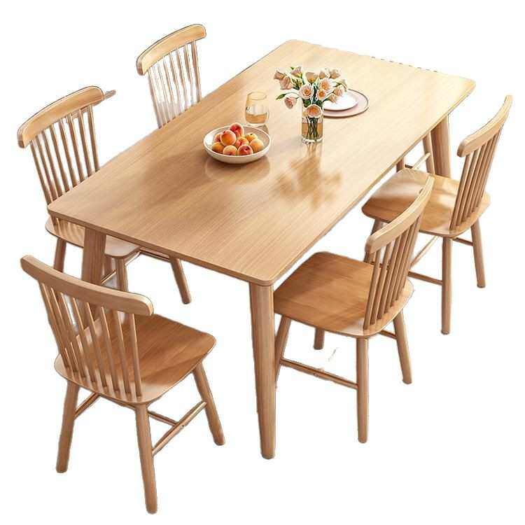 全实木餐桌小户型家用原木桌椅套装出租房用可长方形吃饭桌子