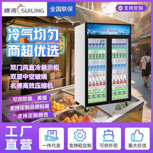 穗凌现货冰柜冷藏展示柜商用饮料柜冰箱保鲜柜立式冷柜源头工厂