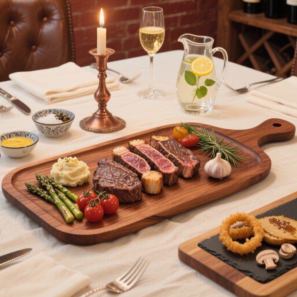 天然实木牛扒板家用西餐牛排托盘沙比利木质餐盘餐厅专用食物垫板