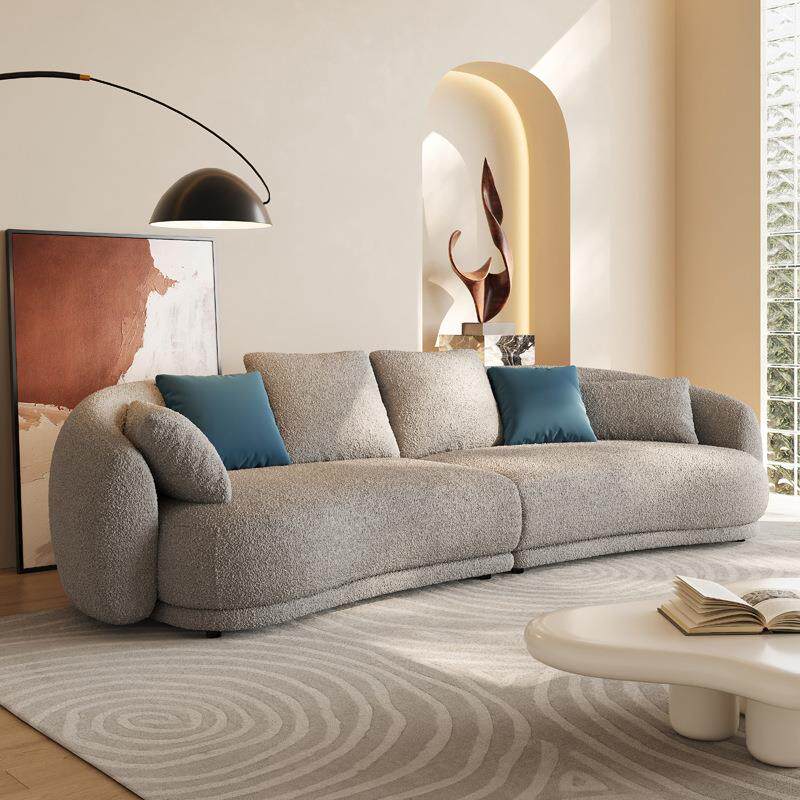 意式极简公寓酒店客厅别墅工程棉麻布艺弧形腰果月亮组合沙发套装