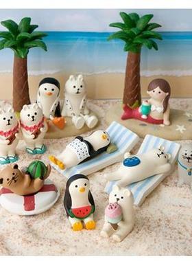 日式猫ZAKKA美人鱼企鹅 夏日夏威夷摆件沙滩场景拍摄道具