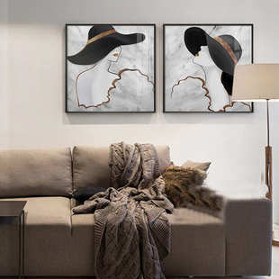 装饰画人物墙壁卧室北客厅后现代挂画背景欧风沙发餐厅画奢床头轻