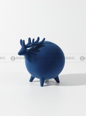 现代简软约可爱TD4940象圆球植绒脂动物摆件家居创抽意客厅装树饰