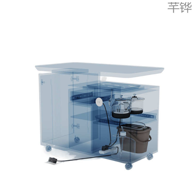 YP6移动茶台茶桌家用小茶车轻奢现代岩板简约旋转阳台桌椅茶车组