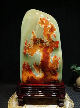 奇石阿富汗玉天然红碧玉鸡血色原石镇宅玉石观赏景观家居装饰摆件