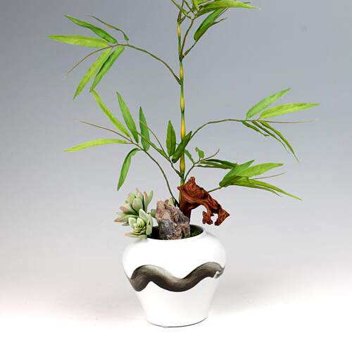 新中式家居样板房假花套装花卉客厅别墅茶具软装仿真花艺摆件植物