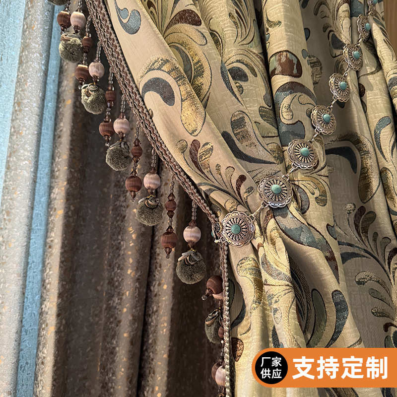 复古美式窗帘遮光卧室客厅飘窗成品帘床头办公室靠枕靠垫面料整批