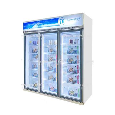 商用节能2门3门玻璃展示冻品Glass Door Freezer立式冷冻柜