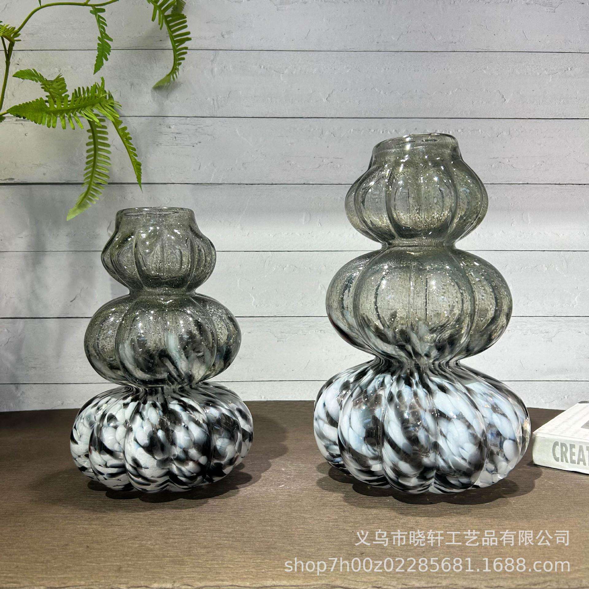 ins创意葫芦形气泡琉璃花瓶客厅餐桌高级摆件家居酒店高级装饰品