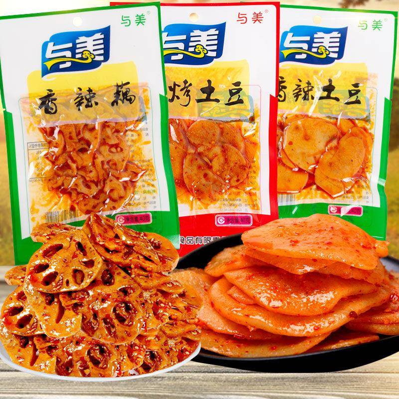 与美香辣土豆片香辣藕片真空包装开 袋即食卤味零食烧烤土豆下饭