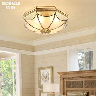 美式 卧室房间全铜吸顶灯温馨现代过道阳台楼梯吸顶灯别墅书房灯具