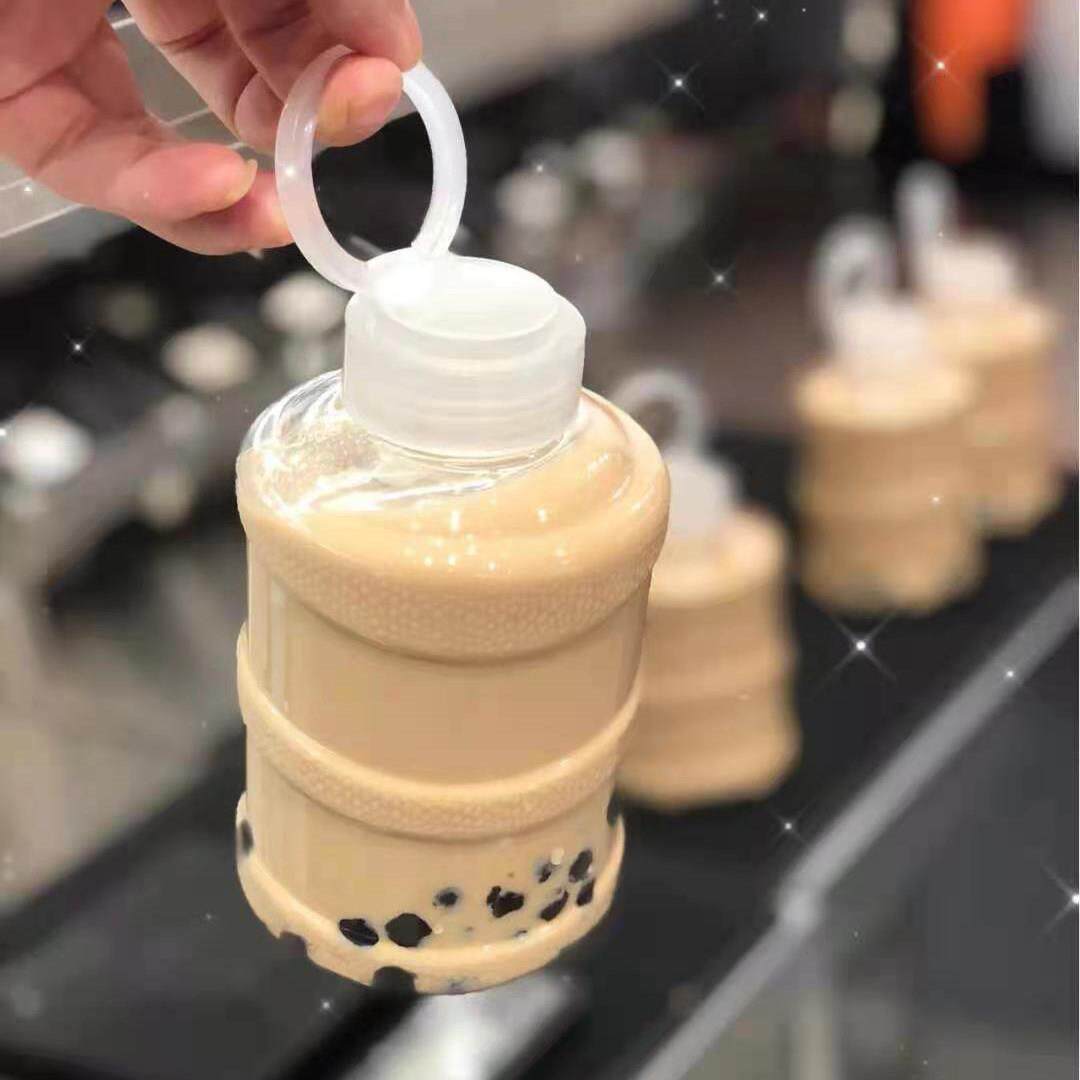 迷你网红水桶奶茶杯500ml果汁饮料瓶提手打包一次性塑料瓶子商用