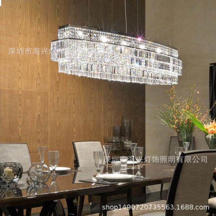 跨境高端水晶吊灯简约大气客厅灯具创意长形餐厅灯吧台灯饰轻奢