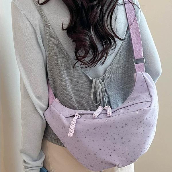 少女风星星波点饺子包女2026新款时尚小众百搭斜挎包休闲单肩大包