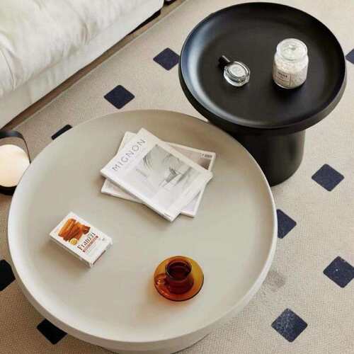 设计师创意奶油风家用客厅圆形现代简约风网红爆款马提尼茶几组合