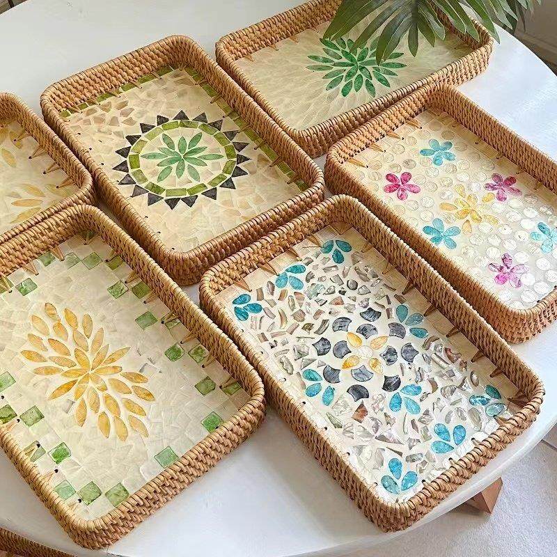 藤编贝壳托盘藤编收纳篮水果馒头筐长方形面包篮点心筐藤编筐,餐饮具,餐用托盘,淘宝优惠券,粉丝福利购,淘宝优惠卷