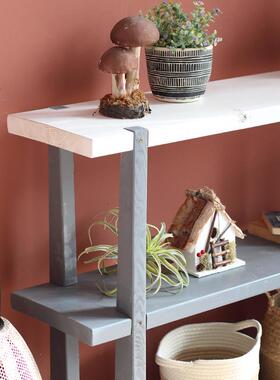 实木双层落置物书复台靠墙收纳架HYTY_BHS客地厅阳台简约窄型架隔