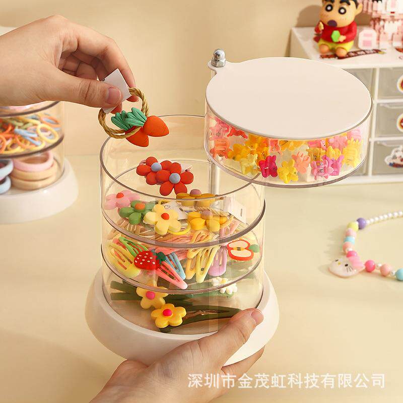 儿童发饰收纳盒旋转宝宝发卡头饰夹子整理小女孩子头绳皮筋首饰盒