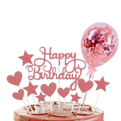 Happy Birthday Cake Toppers DIY Confetti Balloon Cake Decor