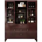 现代新中式 实木酒柜红酒柜架隔断柜客厅展示柜玄关门厅柜靠墙高柜