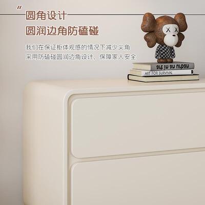 dxy14I烤漆床头约柜木简现代轻奢卧室小型储实户物柜奶油风床边收