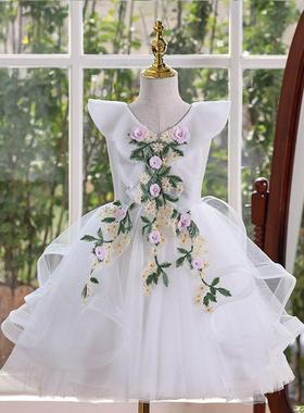 高档儿演出服蓬蓬裙幼女儿园表演服童绿色森系公裙主礼服可爱舞蹈