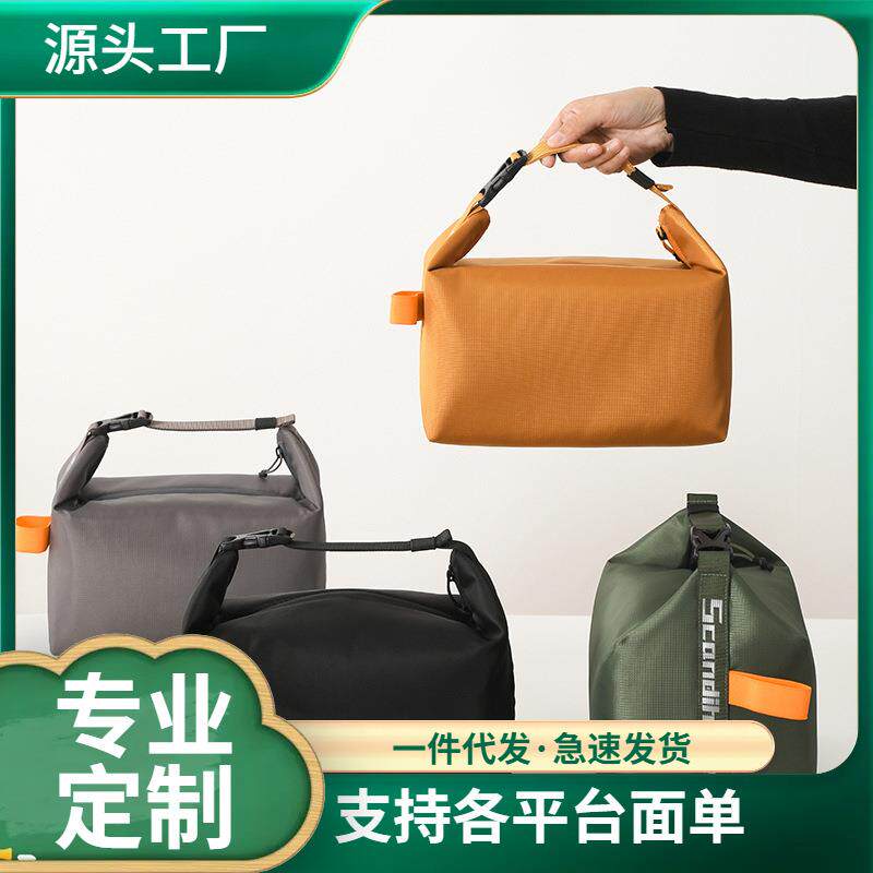 亚马逊新款手提便当袋防水耐脏可折叠大容量午餐袋饭盒包日系简约