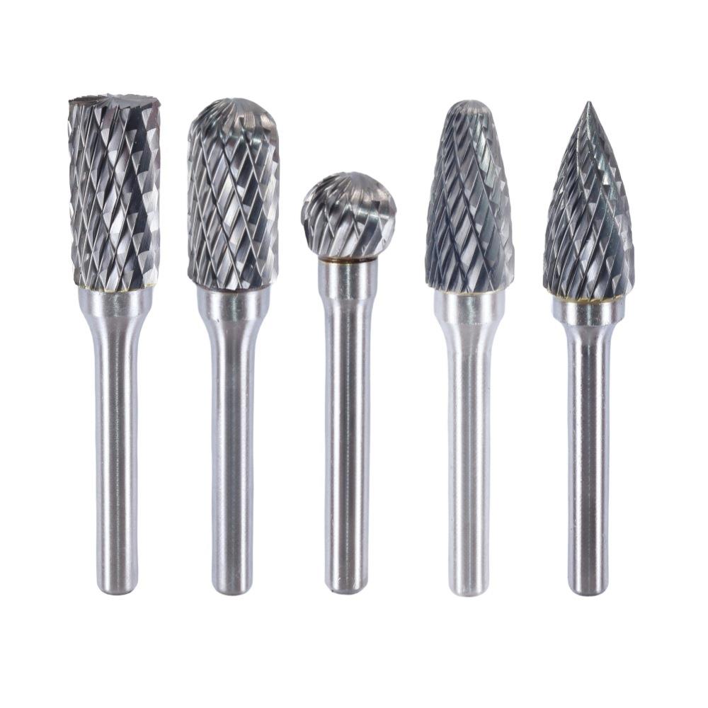 硬质合金旋转锉金属打磨钻头6x12mm套装电磨抛光扩孔铣刀钨钢磨头