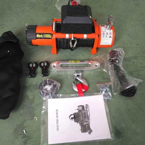 厂家供应电动绞盘1000磅尼龙绳钢丝绳12v/24v绞盘遥控汽车绞盘