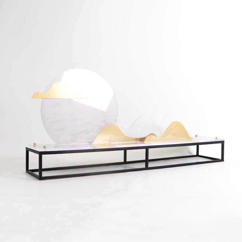 现代新中式高端金属云山家居摆件样板间展厅玄关茶室创意软装饰品