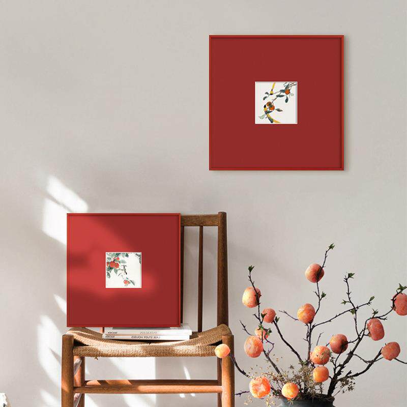 事事大吉花鸟画现代法式中国风客厅装饰画新中式餐厅卧室红色挂画