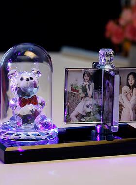 水晶相框摆台高级感照片定制diy来图定做婚纱照情侣 创意宝宝摆件