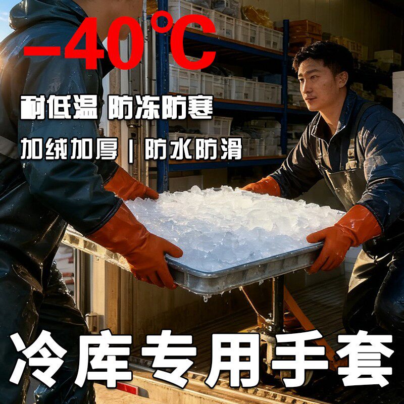 冷库专用手套防寒防冻低温御寒冰柜冰箱加绒加厚冻库防水防滑耐磨