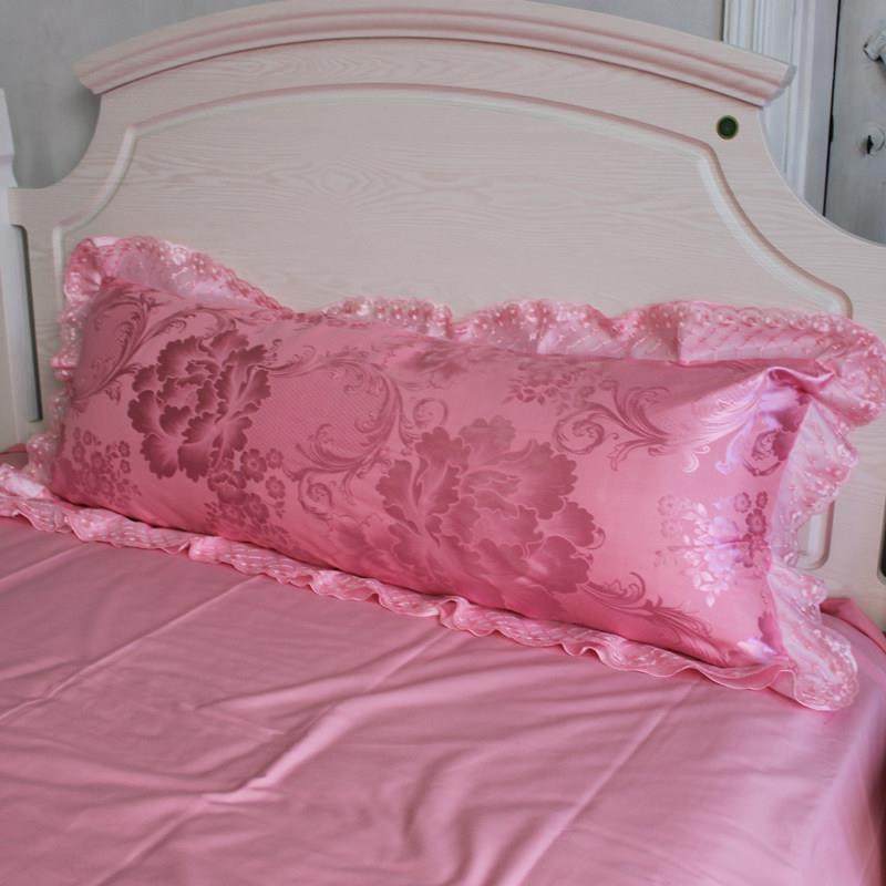 伊恋家纺贡缎蕾丝花边单层双人枕头套纯棉斜纹提花长枕头套全棉特,床上用品,枕套,淘宝优惠券,粉丝福利购,淘宝优惠卷