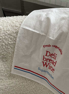 韩风ins刺绣款vegetable餐垫 绣花餐巾白色盖布 美食拍照背景布