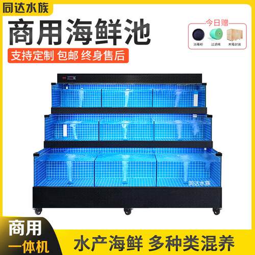 饭店专用海鲜池商用制冷一体机移动海鲜鱼缸超市水产海鲜缸贝类池