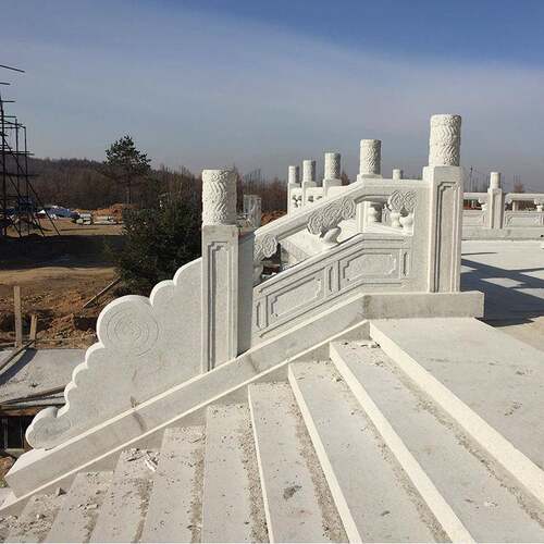 供应花岗岩石栏杆石雕栏板 汉白玉旗台栏杆护栏生产厂家