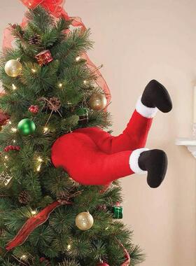 Santa/Christmas Elf Legs Stuffed Legs Stuck Tree Topper Deco