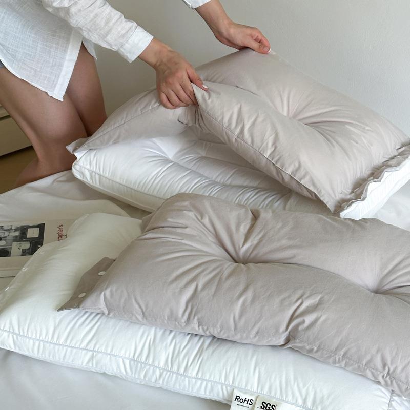 A全棉双子母复合纽扣枕家类用一对EAJ枕芯枕单个头装48x74cm可层