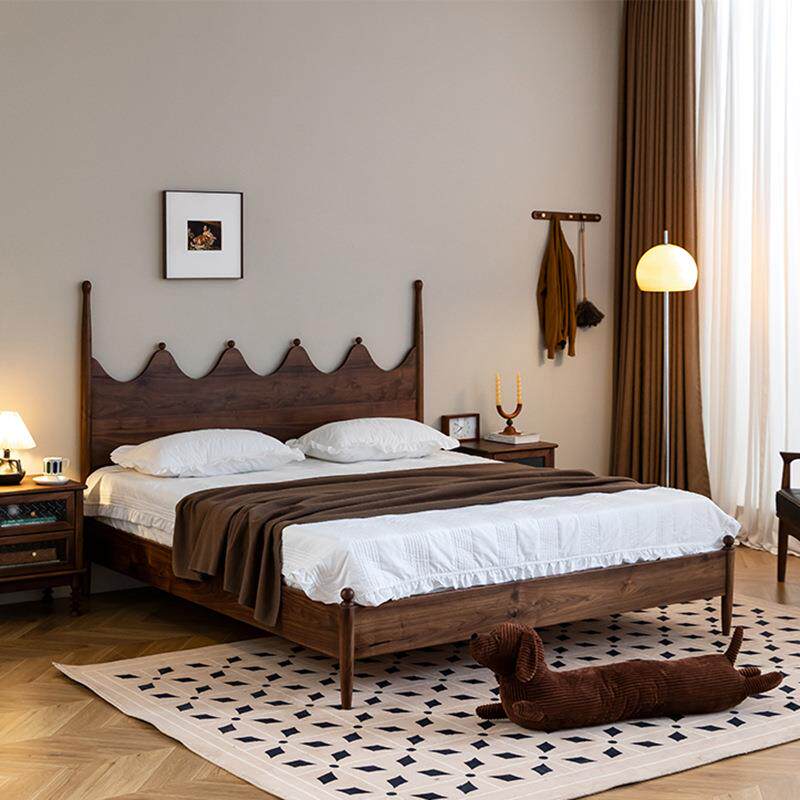 北欧黑胡桃木复古日式全实木床双人1.8米 简约樱桃木轻奢原木大床
