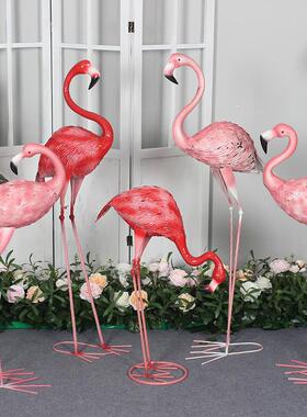 婚庆道具铁艺火烈鸟摆件落地商场橱窗美陈露台花园布置森系婚礼装