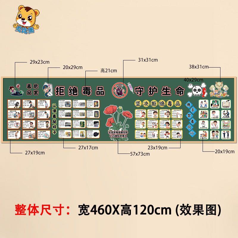 校园禁毒黑板报布置装饰墙贴毒品危害认清毒品的样子坚决拒绝毒品