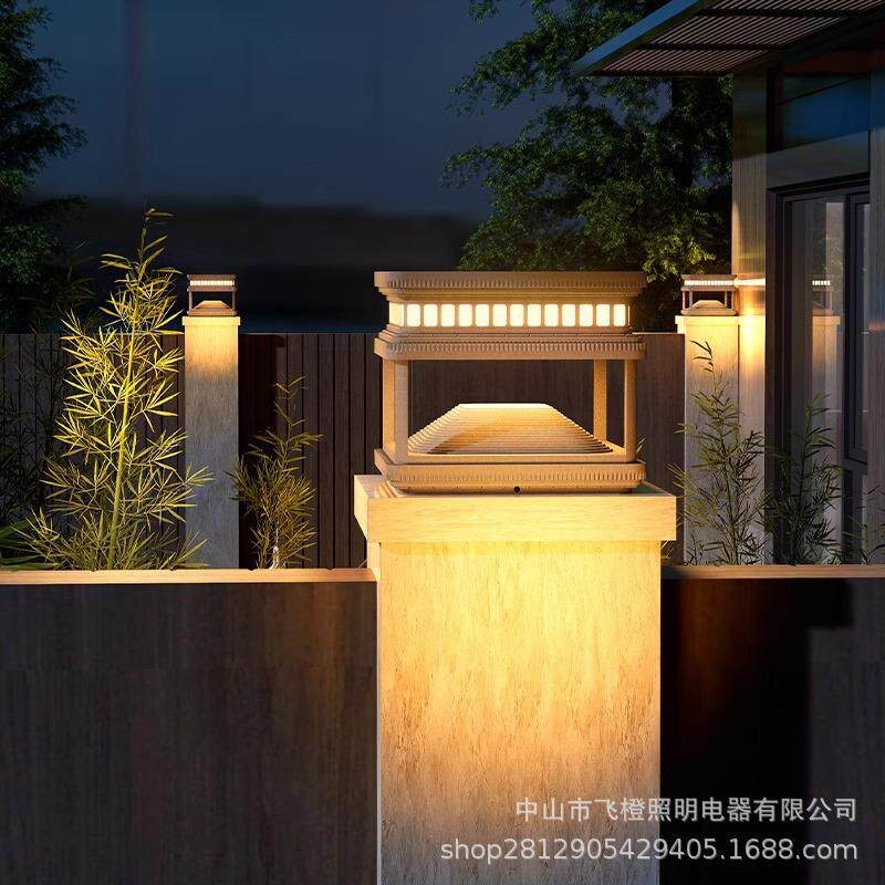 太阳能柱头灯柱子别墅大门柱灯户外庭院灯围墙围栏室外防水装饰灯