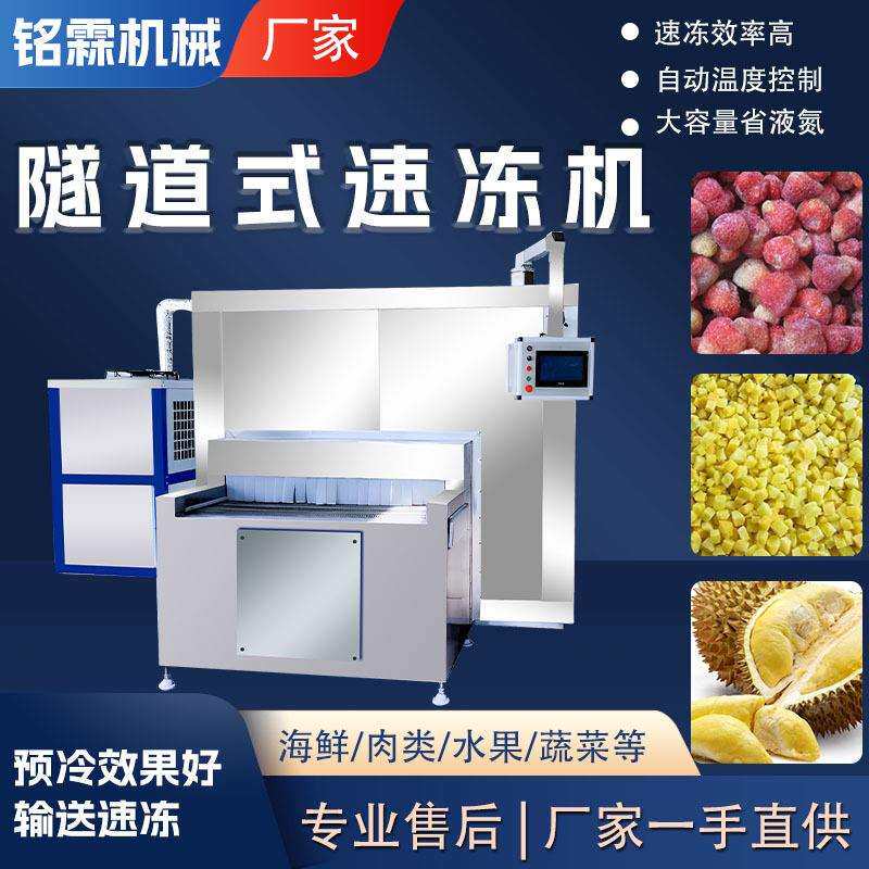 商用冰冻草莓黄桃全自动速冻设备大型果蔬丁低温隧道式速冻机