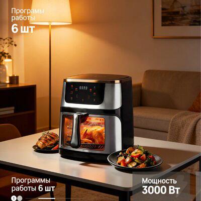 Air Fryer 不锈钢触摸款家用炸锅10L多功能智能空气炸锅跨境