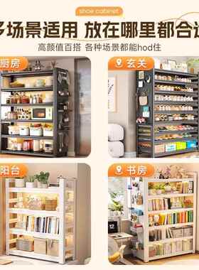 钢制书架带洞洞板简易书202411学生一体靠墙柜置阳台落收地多层物