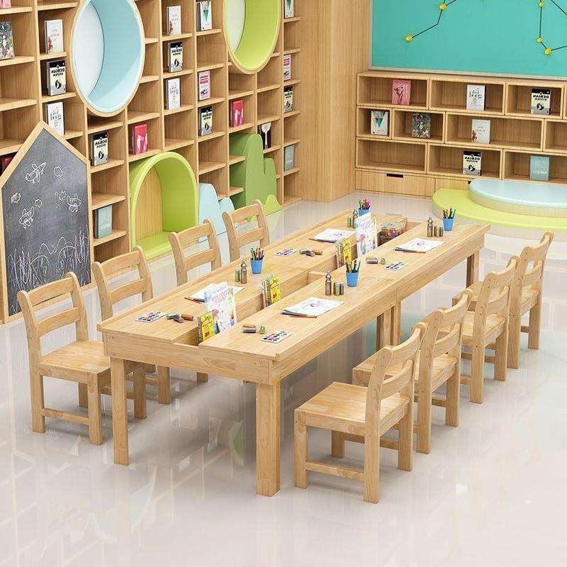 中小学生图书馆阅读桌阅览专用阅读桌幼儿园绘本馆家用阅读书桌椅